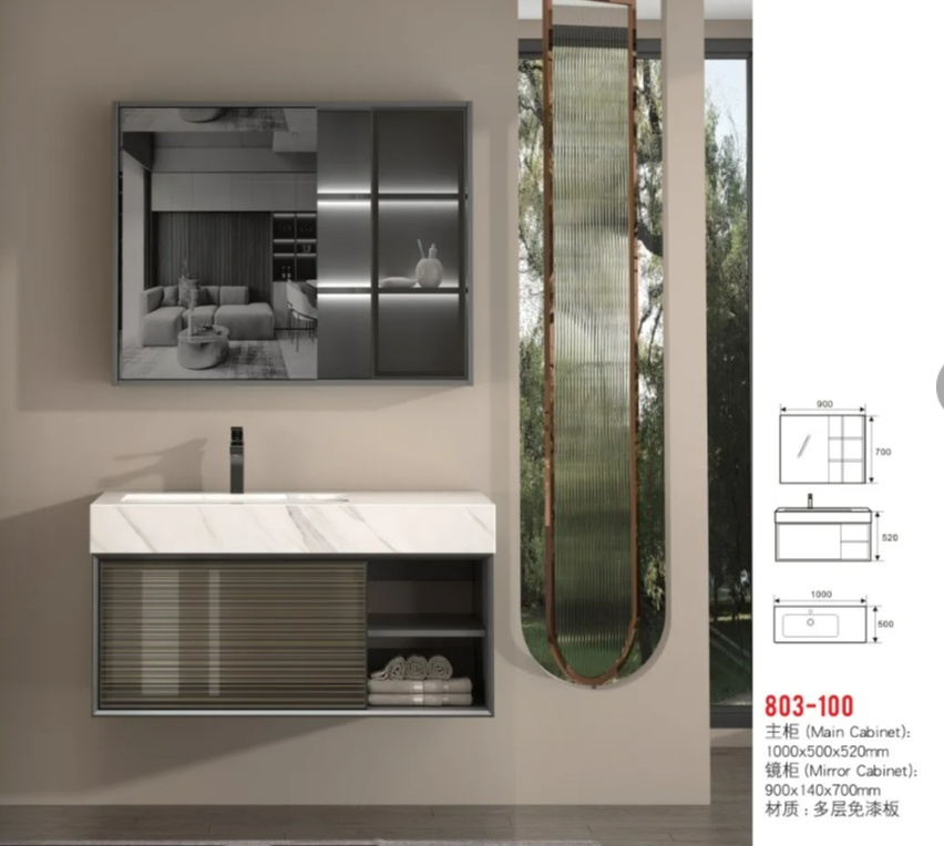 s803-100 Main Cabinet1000x500x520mm Mirror Cabinet900x140x700mm
